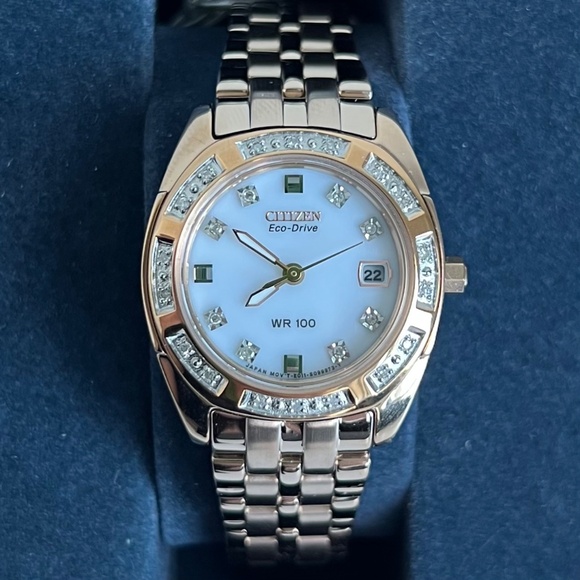 AUTHENTIC Citizen Eco-Drive Paladion WR100 Rose-Gold Tone Diamond Watch (NWT) - Picture 3 of 13